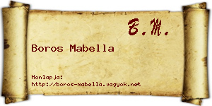 Boros Mabella névjegykártya